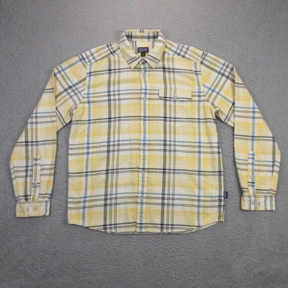 Patagonia Mens Long-Sleeved Fjord Flannel Shirt‎ size M Plaid Organic cotton - Picture 1 of 11